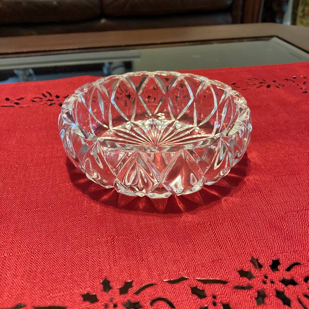 Vintage Thick Crystal Glass Mid Century Dish Ashtray